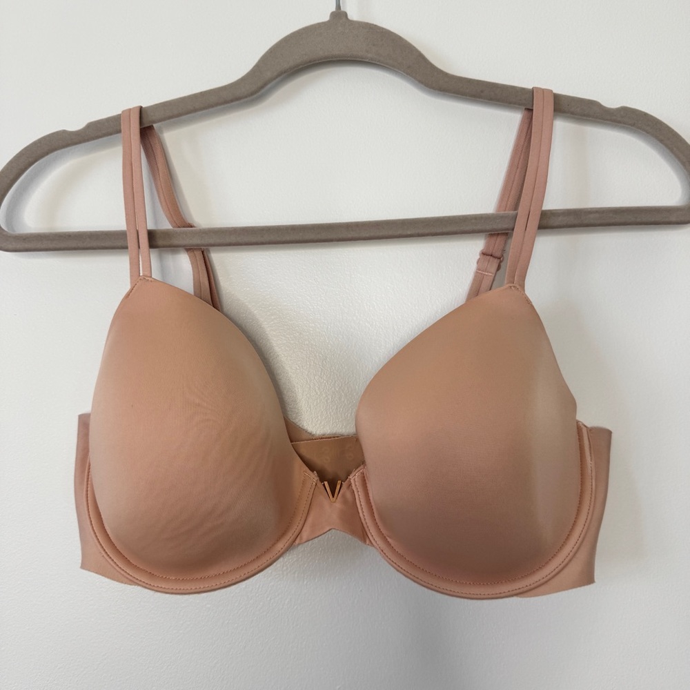 Victoria's Secret Bra Lined Perfect Coverage Tan Cream Soft Comfy Sz 34D